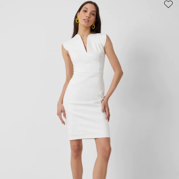 French connection LOLO STRETCH SLEEVELESS DRESS white 2 small nwt - Picture 3 of 8